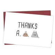 Thank You Card with Funny Poop Emoji – "Thanks A Ton" Design – Blank Inside, Envelope Included – Perfect for Friends, Family, and Any Occasion