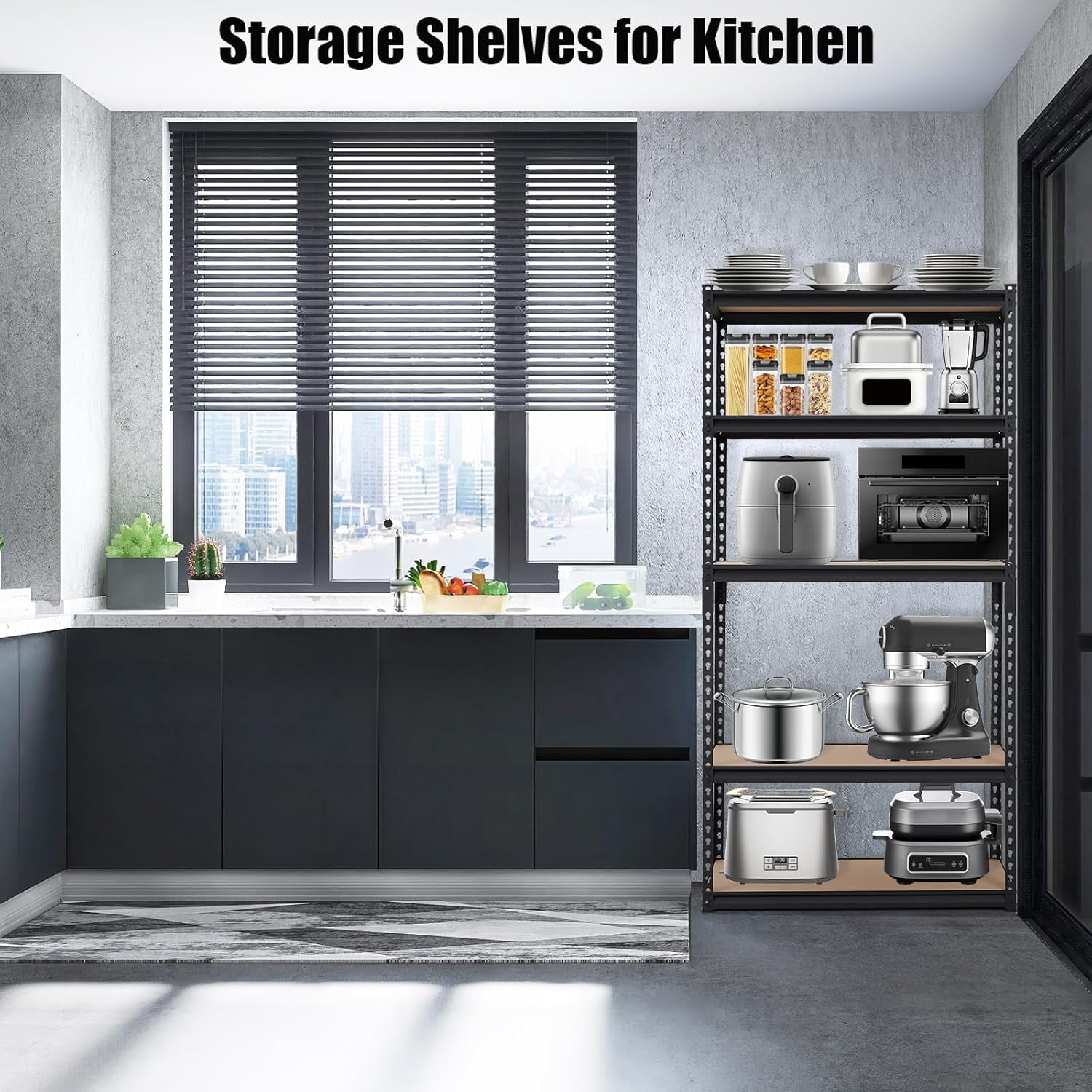 Heavy Duty Storage Shelves 36" x 18" x 72", 5 Tier Durable Metal Construction, Adjustable Shelving, Storage Utility Rack Shelf Unit for Garage, Kitchen, Warehouse