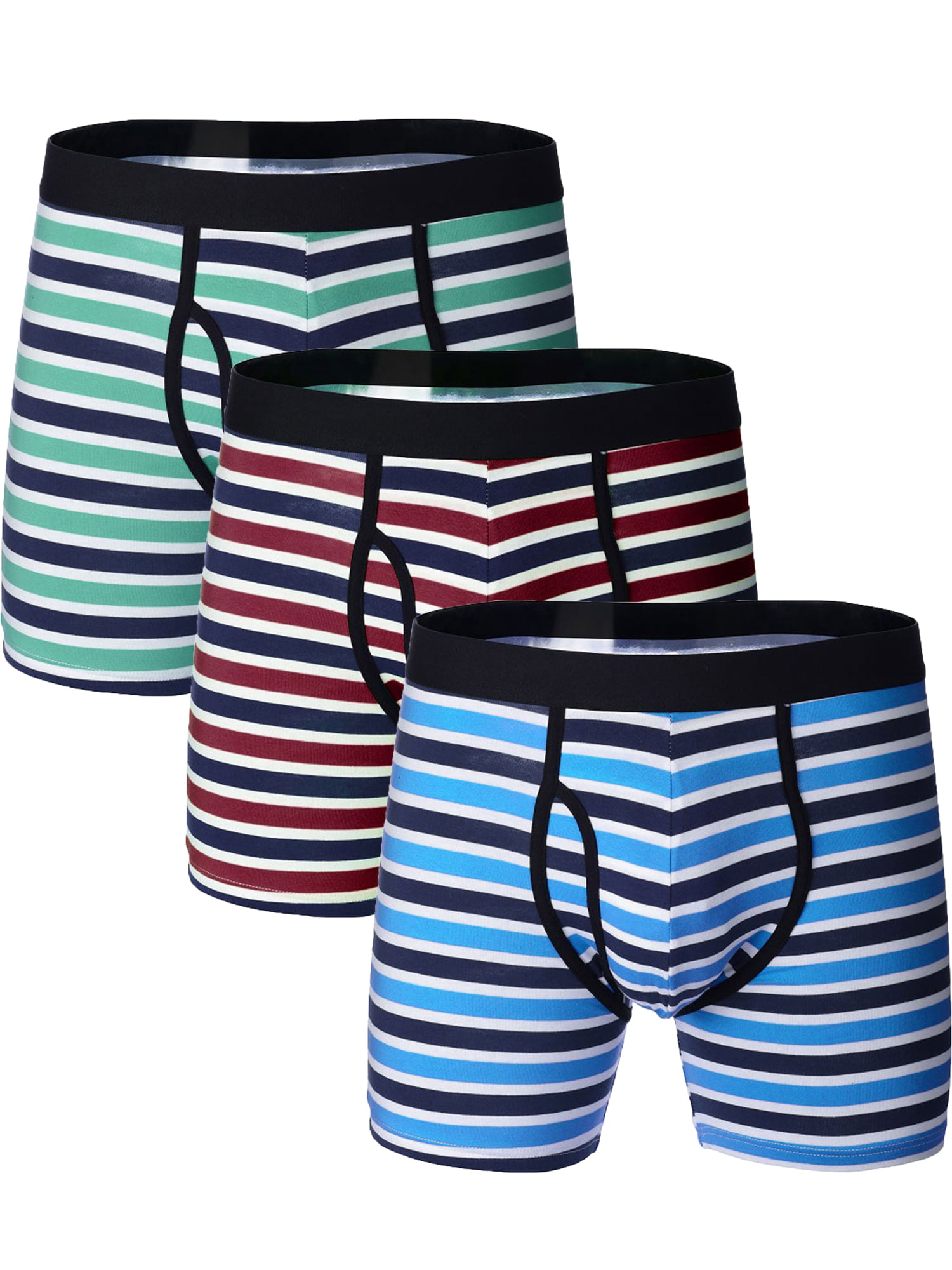 Pack of 3 Men New Stripe Boxer Shorts Pants Briefs Underwear 95% Cotton Boxers S M L XL 2XL