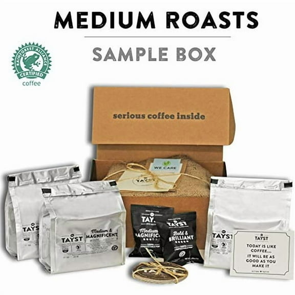 Tayst Medium Roast Coffee Pods | 30 ct. Medium Sample Box | 100% Compostable Keurig K-Cup compatible | Gourmet Coffee in Earth Friendly packaging