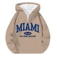 thumbnail image 3 of MHFRRA Sudadera con Capucha y Cremallera de Un Cuarto con Estampado de Letras, Suave, para Uso Diario, Cómoda, Ligera, Deportiva E Informal Caqui, 3 of 3