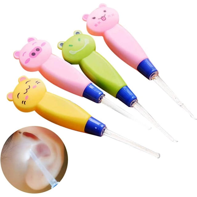 4 cucharas luminosas para limpiador de oídos, púas para orejas, cuchara de limpieza con cuchara de excavación ligera, herramienta para el cuidado de los oídos para niños adultos (color aleatorio) Rojo Verde