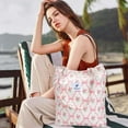 thumbnail image 5 of Ayieyill Corduroy Tote Bag for Women Girl Canvas Shoulder Cord Purse with Inner Pocket (Rose Bowknot), 5 of 6