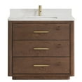 thumbnail image 2 of Porto 36" Aged Dark Brown Oak Single Bath Vanity with Fish Maw White Quartz, 2 of 15