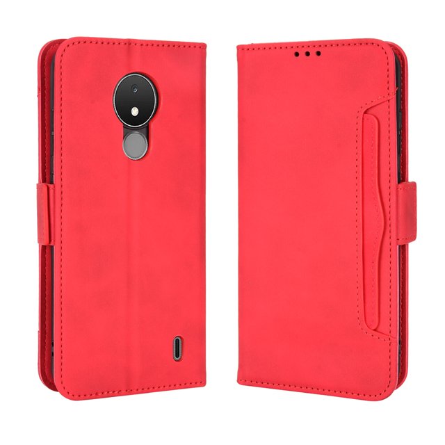 Case for Nokia C21 Cover Adjustable Detachable Card Holder Magnetic closure Leather Wallet Case - Red