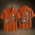 thumbnail image 2 of WJOSBXT Halloween Shirts For Men Button Down Short Sleeve T‑Shirt, Crew Neck Lightweight Breathable Collared Shirt Loose Fit Lapel Holiday Graphic Tees for Men 2XL, 2 of 5