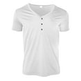 thumbnail image 3 of Men Summer Tops Men's Plus Size Summer Casual Buckle Slim Short Sleeve T Shirt V Neck Pocket Top Athletic Long Sleeve Comfortable Loose Fit Neck Top Long Striped Shirt Little Year Fit Mens White S, 3 of 6