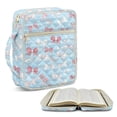 thumbnail image 2 of Xixirimido Bowknots Blue Print Bible Cover Case Large Quilted Bible Carrying Case with Handles, Bible Study Supplies & Accessories Christian Gifts for Church, 2 of 7