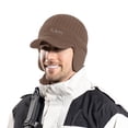 thumbnail image 2 of Winter Beanie with Brim and Ear Flaps, Lined Warm Knit Hat for Men Women (Khaki One Size), 2 of 4