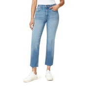 kensie Jeans Women's The Allie High-Rise Slim Straight Raw Hem 27-Inch Inseam, Portland w/Destruction, 6