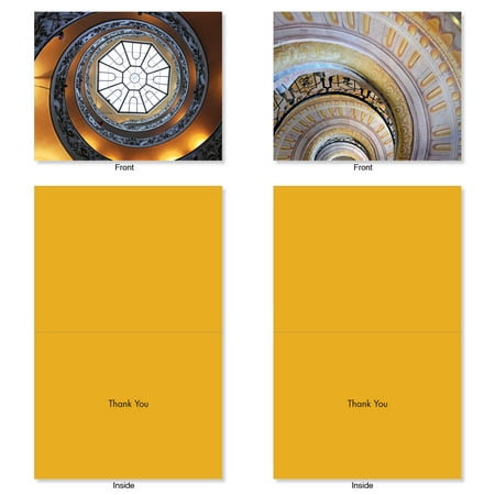 'M2095 STAIRWAYS TO HEAVEN' 10 Assorted Thank You Greeting Cards Featuring Ornate Spiraling Staircases with Envelopes by The Best Card