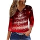 thumbnail image 2 of Puntoco Blusa informal de cuello redondo con mangas 3/4 cortas y estampado a la moda para mujer, 2 of 5
