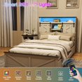 thumbnail image 2 of Vabches Twin Size Bed Frame with 4 Drawers, Metal Platform Bed with LED Lights, Charging Station and Bookcase Headboard, No Box Spring Needed, 2 of 8
