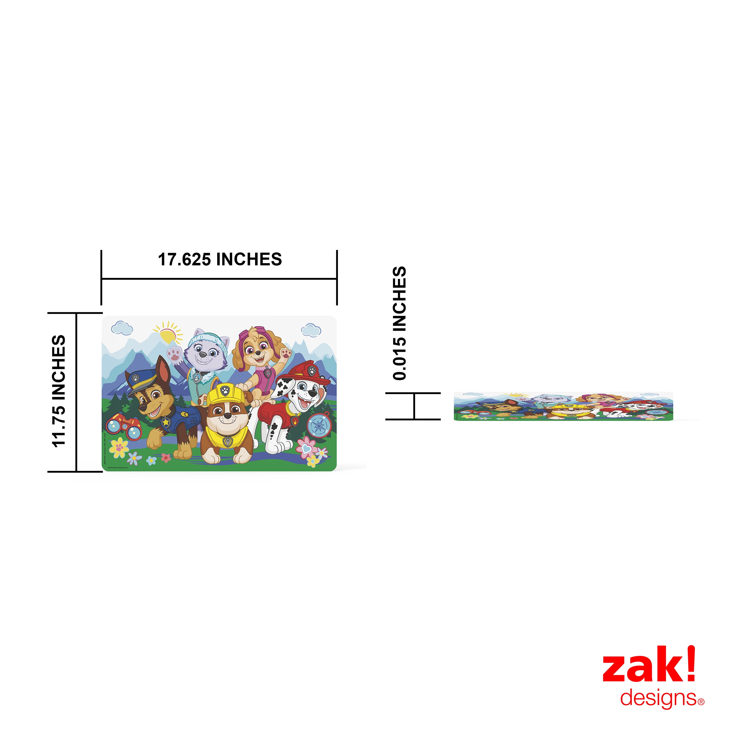 (3 pack) Zak Designs 11.8" x 17.6" Paw Patrol Reusable Kids Plastic Placemat, Everest, Skye and Friends