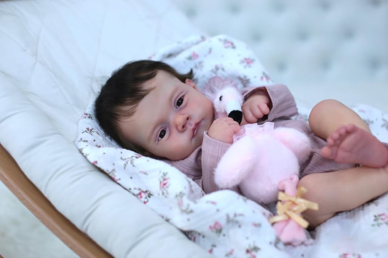 iCradle Cuddly Asleep 19 Inch 46cm Lifelike Reborn Baby Dolls Girls Realistic Newborn Baby Dolls Girl Soft Cloth Body Painted Hair Gift For Kids 3+
