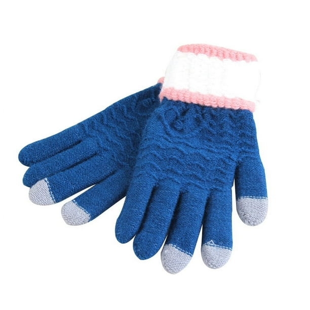 Guantes de invierno cálidos para pantalla táctil para mujer, guantes térmicos de punto con forro polar de lana para clima frío