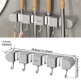 thumbnail image 2 of Broom Mop Holder with Hooks Wall Mounted Broom Storage Rack No Drilling Self-Adhesive Mop Broom Organizer Mop Holder Hanger for Bathroom Office Kitchen Closet Garage, 2 of 8
