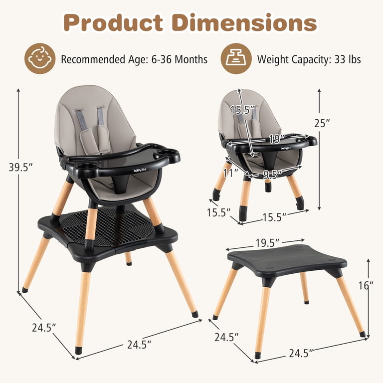 Bear Booster Seat for Kitchen Chairs, Portable High Chair for Babies 6–36 Months (Up to 44 lbs