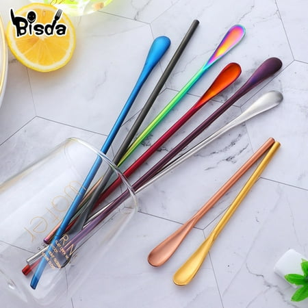 

Stainless Steel Tea Spoon Gold Stirring Spoons Long Handle Ice Spoon 8 Color Honey Salt Tool Short ca Scoop Party Tools
