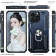 thumbnail image 6 of 3in1 Case Bundle for Apple iPhone 15 Pro Max Heavy Duty Case with Built-in Kickstand, Dual Layer Protection with 2 Clear Screen Protectors, Sturdy Case for Apple iPhone 15 Pro Max, Navy, 6 of 7