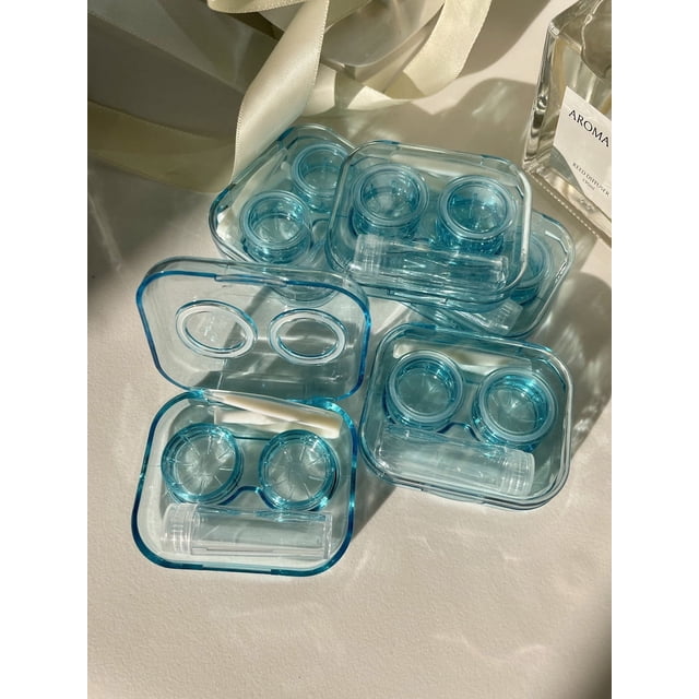 Caja de lentes de contacto transparente simple portátil transparente mini caja de lentes de contacto simple caja de lentes de contacto dúplex sin tapa de rosca
