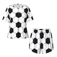 thumbnail image 3 of Lafuoo Soccer Ball Pattern Women's Round Neck Short Sleeve Pajamas Set, Button Pajamas Elastic Band Pajamas Home Wear-XX-Large, 3 of 9