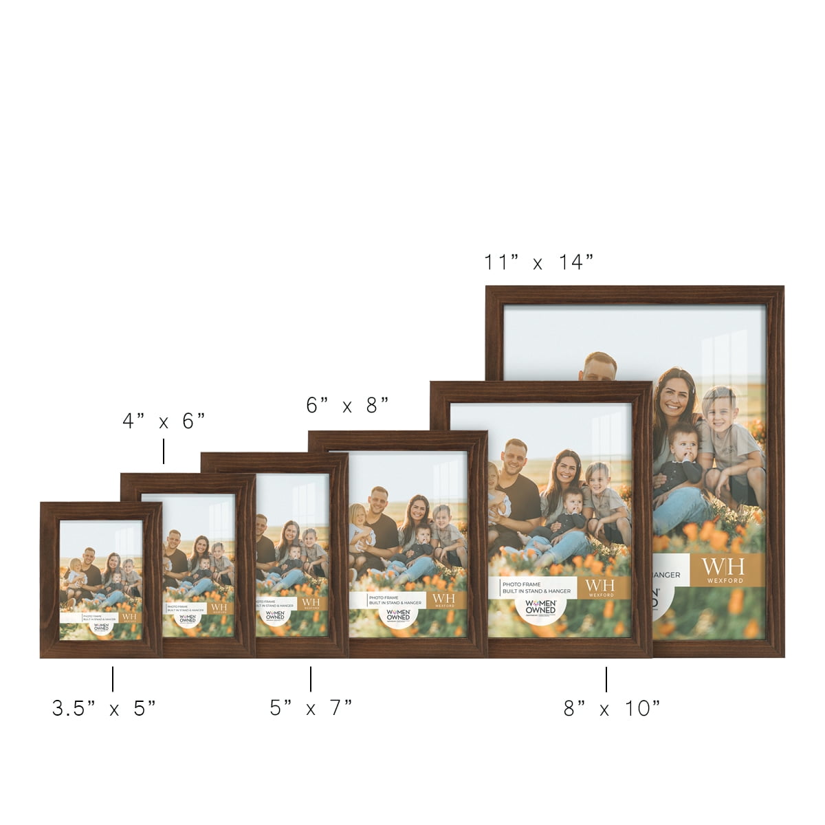 Wexford Home Woodgrain 5" x 7" Chestnut Picture Frame (Set of 6)
