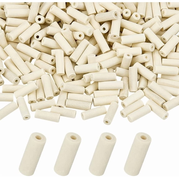 400Pcs Wood Tube Beads with 2.5mm Hole Tube Wooden Beads Unfinished Wood Spacer Bead Natural Unfinished Wooden Tube Bead for DIY Bracelet Necklace Ornament Crafts Making Supplies