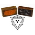 thumbnail image 1 of Printtoo Triangle Swirl Border Letter Y Inital Uppercase Monogram Wood Mounted Rubber Stamp, 1 of 4