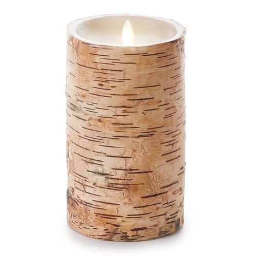 Luminara Birch Wood Wrapped Unscented Flameless Candle