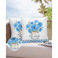 thumbnail image 6 of Pack of 2 Outdoor Pillow Covers, Myosotis Forget Me Not Flower in Glass Bottle Blue Plaid Waterproof Square Throw Pillowcase Cushion Decorative Pillow Covers for Couch Patio Tent, 24x24 in, 6 of 6