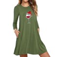 thumbnail image 2 of Robes d'Automne pour Femmes Col Rond Imprimé de Noël Robe à Manches Longues Décontractée Robe Mini Fluide de Vacances avec Poches, 2 of 5