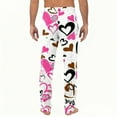 thumbnail image 3 of Fgvctg Valentine's Day Pajama Pants Mens Trendy Love Heart Graphic Wide Leg Pajama Sleepwear High Waisted Pjs Pant Lightweight Spring Fall Drawstring Lounge Pants with Pockets Light pink S, 3 of 5