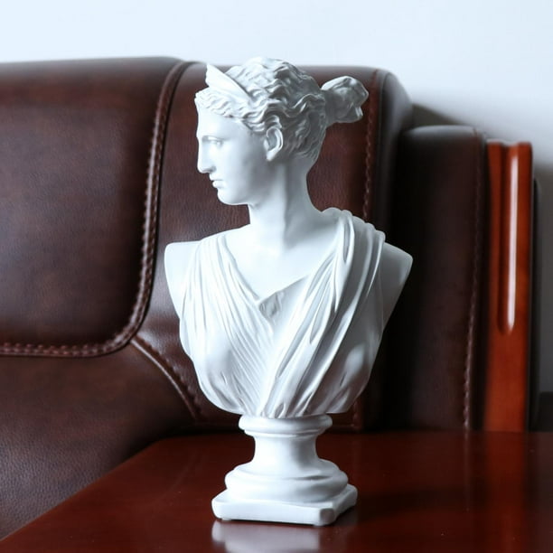Runquan Head Statue Bust Resin Greek Mythology Europe Decor For Art Sculpture White White 16.5x11.5x30cm