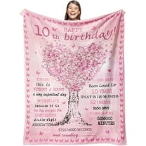 10 Year Old Girl Birthday Gifts Blankets,10th Birthday Decorations for Girl Throw 50"X60", Best Gifts for 10 Year Old Girls, Double Digits Birthday Gifts for 10 Year Old Girls, Teen Girl Gifts