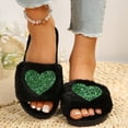 thumbnail image 4 of uublik Women's House Fuzzy Slippers Memory Foam Open-Toe Slippers Soft Fleece Indoor Shoes Indoor/Outdoor Slippers, Green, 4 of 7