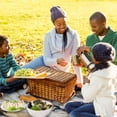 thumbnail image 6 of Marble Large Canvas Picnic Mat Waterproof Outdoor Blanket Family Beach Mat with Carry Strap, Foldable and Portable for Camping, Hiking - Green Stripe Design, 78" x 60, 6 of 6
