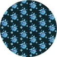 thumbnail image 1 of Ahgly Company Tapis Rond Lavable en Machine Intérieur Transitionnel Bleu Lierre, 6 Pieds Rond, 1 of 7