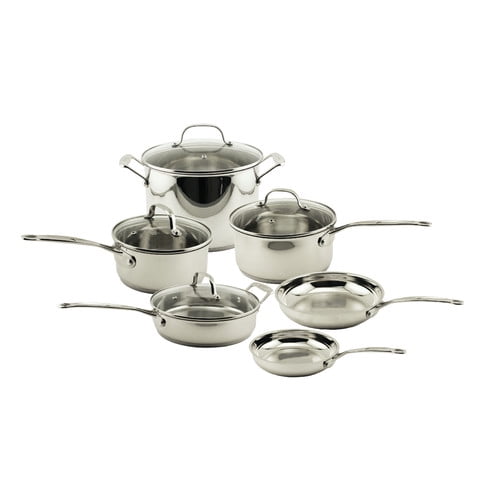 Berghoff Earthchef Premium 18 10 Ss Copper Clad 10pc Cookware Set Glass Lids Walmart Com Walmart Com