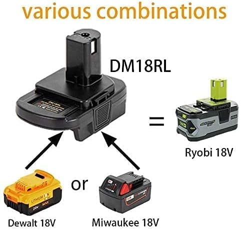 DM18RL Battery Adapter for De+wa+lt for Mil+wau+kee 20V/18V Li-Ion Battery Convert to for Ryo+bi 18V P108 ABP1801 Battery with USB Port