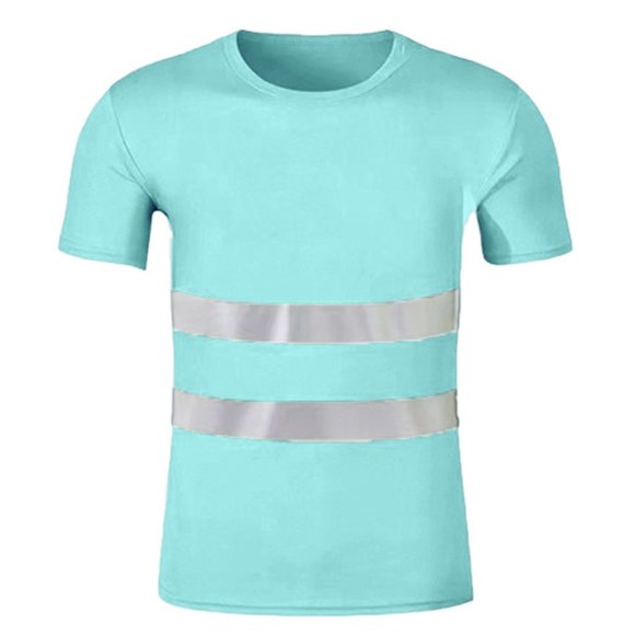 T-shirt de Travail Réfléchissant pour Homme, Chemise Respirante avec Confort Léger pour la Construction, la Circulation Routière, Tenue Décontractée, T-Shirts pour Hommes Bleu Ciel TTG