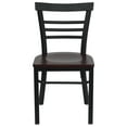 thumbnail image 6 of Emma + Oliver Black Three-Slat Ladder Back Metal Dining Chair/Mahogany Wood Seat, 6 of 7
