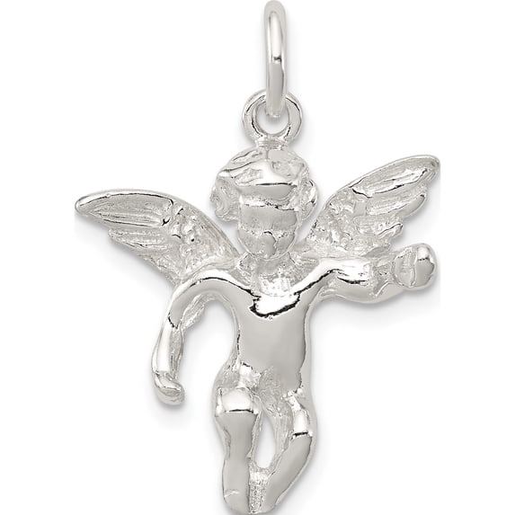 Sterling Silver Polished Full Angel Figure 3-D Pendant (26.83 X 18.3) Made In United States qc8412