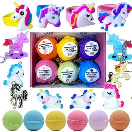 Bath Bombs for Kids with Surprise Inside Cute Unicorn Toys Handmade in USA Natural and Safe by Relaxcation