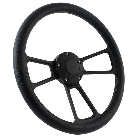 78-91 FORD Van -- Full-size Steering Wheel Kit 14" Black Muscle Steering Wheel Black Half Wrap