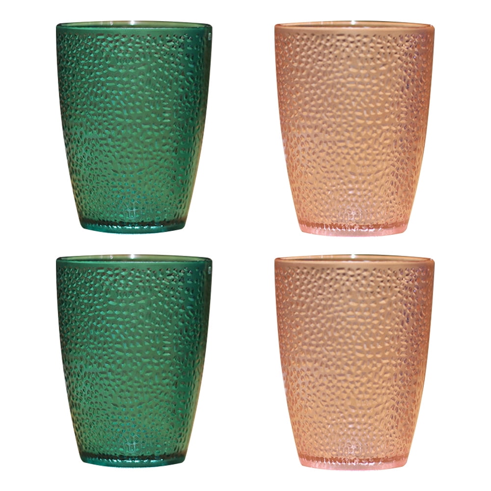 Unbreakable Drinking Glasses Set of 4 Plastic Cups Stackable for Juice, Beverages, Drinks