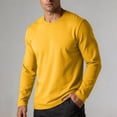 thumbnail image 2 of Daiosportswear Men's Cotton Crewneck T-Shirts Long Sleeve Plain Tee Moisture Wicking Casual Solid Color Tshirts Yellow XL, 2 of 7