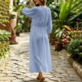 thumbnail image 5 of Levmjia Women's Long Sleeve V Neck Maxi Dress Casual Loose Flowy Dress with Pockets Tie Waist Boho Summer Beach Vacation Dresses, 5 of 6