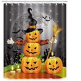 thumbnail image 1 of Cortina de Ducha BRI Halloween Calabazas Sombrero Mágico Escoba Fantasma 200cm x 180cm, 1 of 5