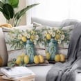 thumbnail image 2 of Waterproof Throw Pillow Covers Set of 2, 20x20 Inch Tropical Lemon Summer Decorative Pillowcases Outdoor Pillow Slip Cushion Covers Set for Couch Tent Rustic Botanical Wooden, 2 of 7